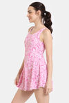 Zelocity Elastane Blended Slip-On Swimdress with Removable Pads - Pink Cosmos — thumbnail 2